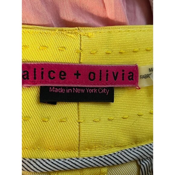ALICE + OLIVIA Lemon Yellow Cuffed Cropped Pants Size 2 - Picture 3 of 8
